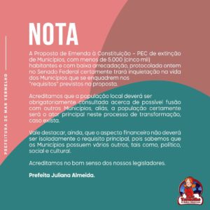 Read more about the article NOTA – Proposta de Emenda à Constituição – PEC de extinção de Municípios