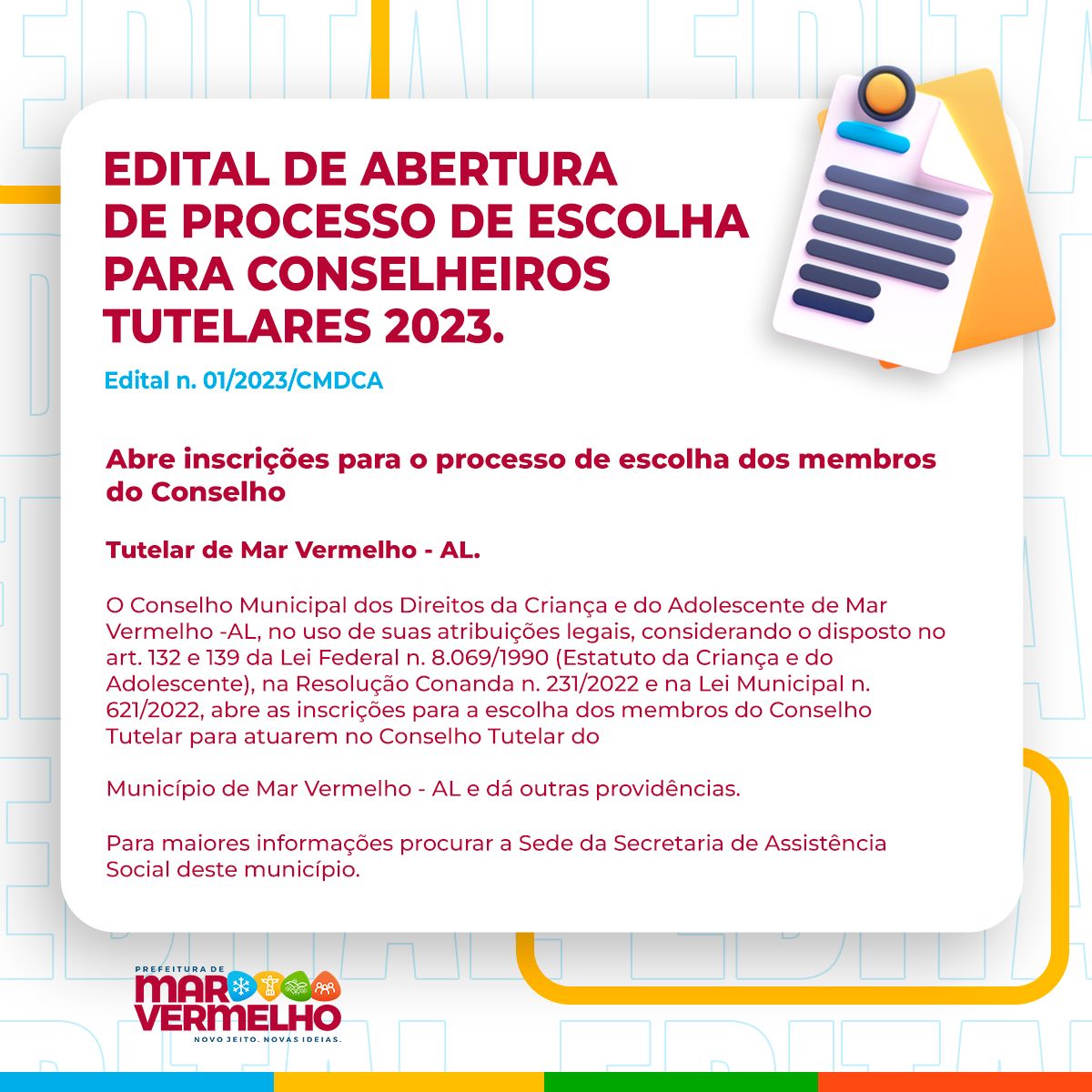 You are currently viewing Edital de abertura de processo de escolha para Conselheiros Tutelares 2023